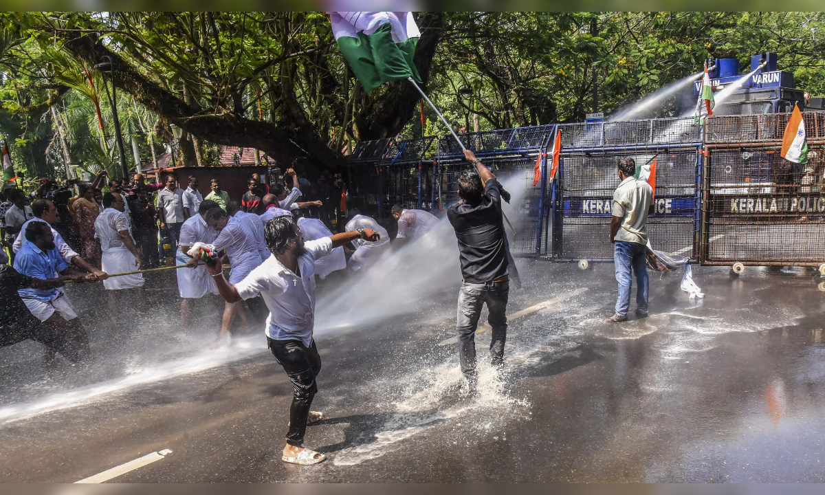 Kerala Congress March To DGP Office Turns Violent As Police Use Water Cannons