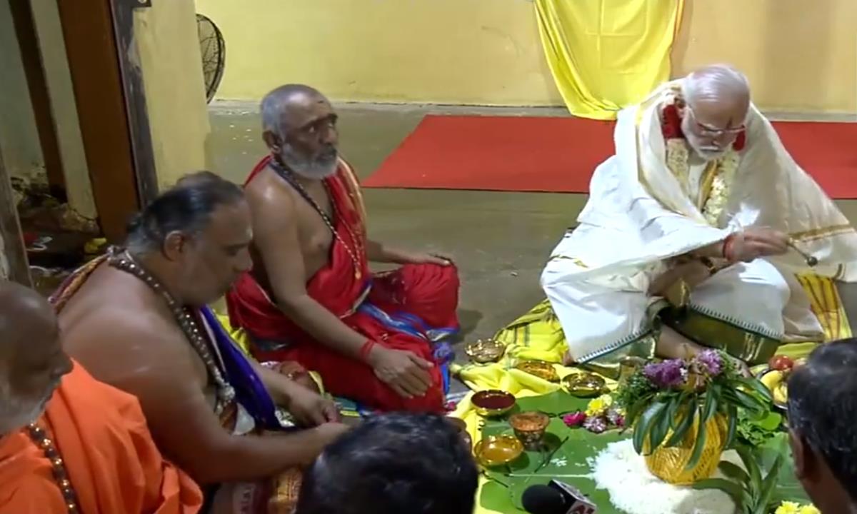 PM Modi Offers Special Prayers At Kothandaramaswamy Temple In Rameshwaram