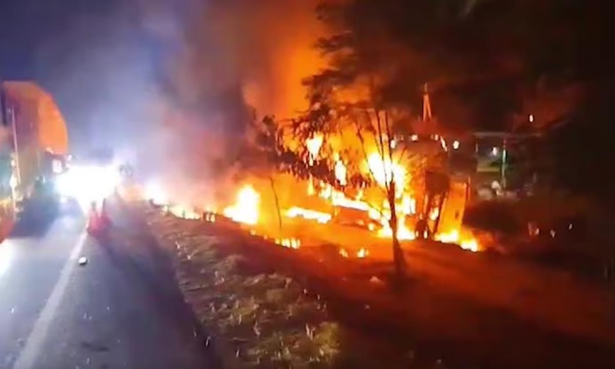 Woman Burnt Alive After Bus Caught Fire On HYD-Bangalore Highway