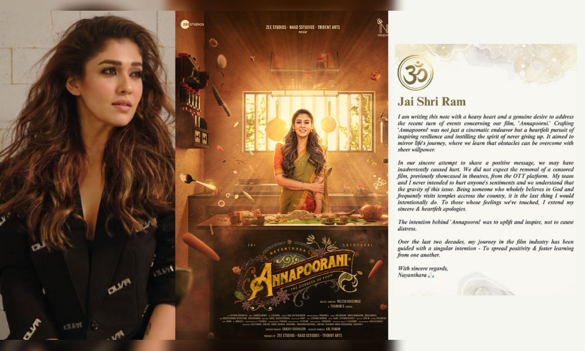 Never Intended To Hurt Anyone: Nayanathara Issues Apology Over “Annapoorani” Row
