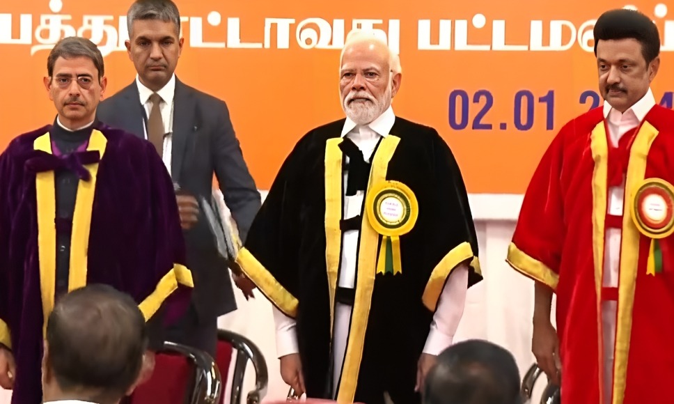 PM Modi Attends 38th Convocation Ceremony Of Bharathidasan University